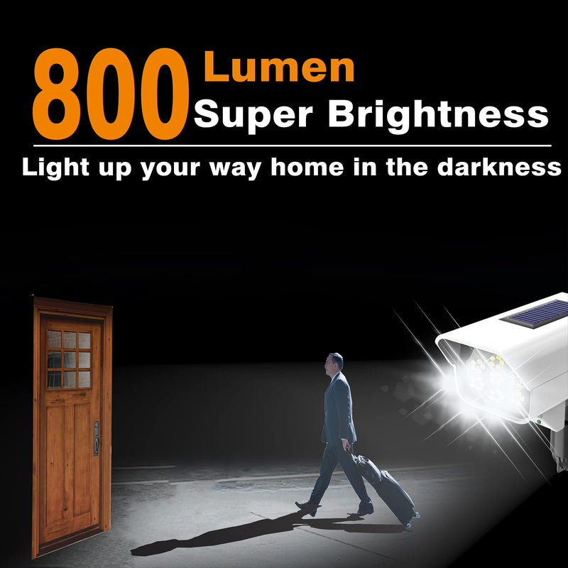 Solar Powered Fake Security Camera, Dummy Simulated CCTV Surveillance System with LED PIR Motion Sensor Detection Light for Indoor Outdoor Home, Office, Shop, Garage No Rmote Control