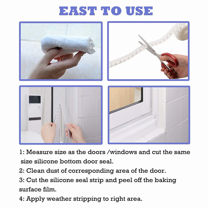 Weather Stripping Door Seal Strip,Door Strip Bottom for Doors Silicone Sealing Sticker Adhesive for Doors and Windows Gaps of Anti-Collision Silicone 5M/16FT (25MM, Transparent) 25mm