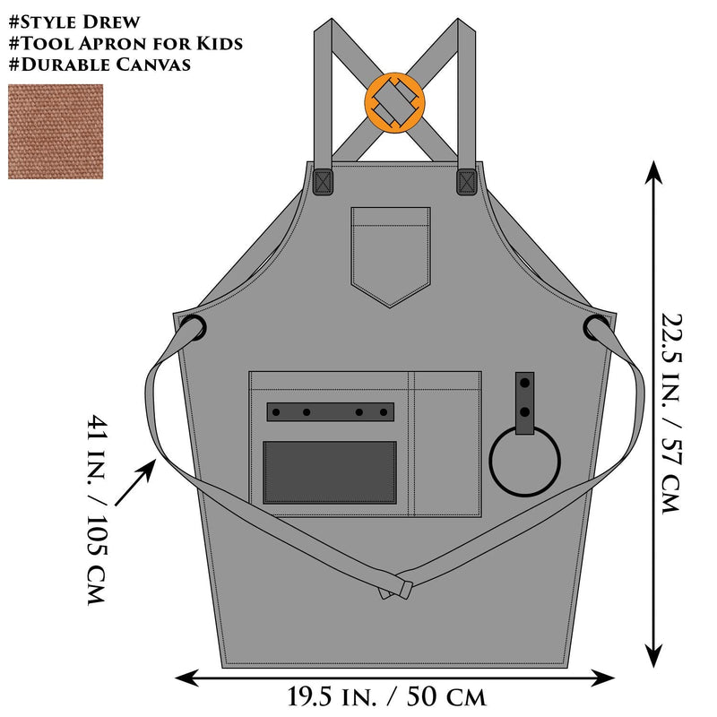 NEOVIVA Heavy Duty Work Apron for Kid Boys with Pockets and Adjustable Cross-back Straps Golden Rod