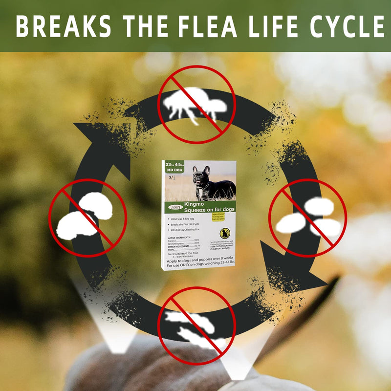 Flea and Tick Prevention for Dogs, Dogs Flea & Tick Treatment with Fipronil, Long-Lasting & Fast-Acting Topical Flea & Tick Control Drops (3 Doses, 5-22lbs) 3 Doses