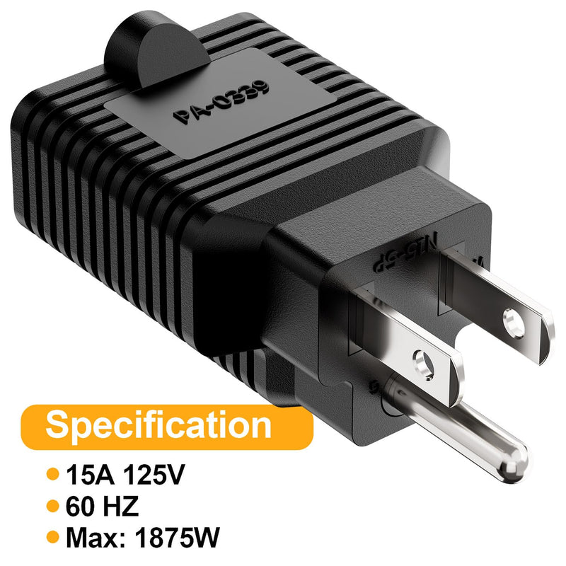 [4-in-1] 15 Amp Household AC Plug to 20 Amp T Blade Adapter,5-15P to 5-20R,5-15P to 6-15R,5-15P to 6-20R, 4 in 1 AC Power Adapter,15A 125V to 20A 250V Adapter 1 Count (Pack of 1)