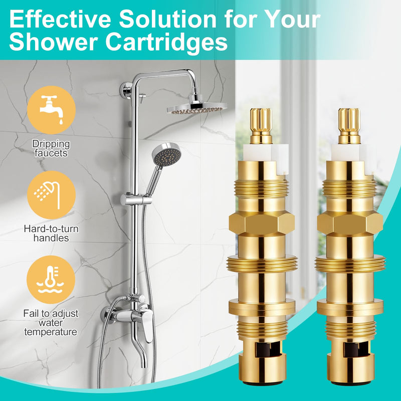 2 Pack 910-030 Shower Cartridge Replacement, Compatible with Price Pfister Shower Valve, Ceramic Disc Valve Cartridge for Bathroom Shower Faucet, Brass Construction 2