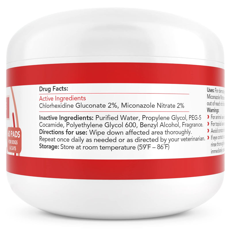 Nootie Medicated Dog Wipes, Chlorhexidine & Miconazole Pet Wipes for Dogs & Cats - 2” Small Wipes, 60 Count - Sold in Over 10,000 Vets & Pet Stores 60 Count (Pack of 1) - PawsPlanet Australia