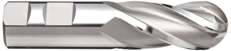 YG-1 E2020 Cobalt Steel Ball Nose End Mill, Weldon Shank, Uncoated (Bright) Finish, Non-Center Cutting, 30 Deg Helix, 4 Flutes, 3.25" Overall Length, 0.5" Cutting Diameter, 0.5" Shank Diameter 1/2 inches