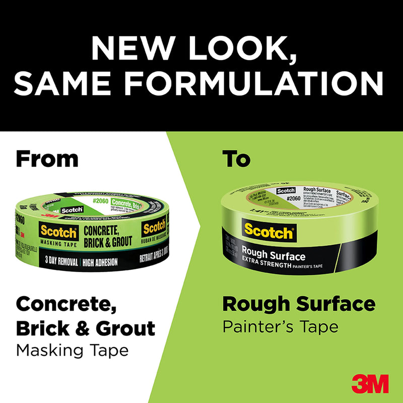 Scotch Rough Surface Extra Strength Painter's Tape, 0.94 in x 60.1 yd, Tape Protects Surfaces and Removes Easily, Rough Surface Painting Tape for Indoor and Outdoor Use, 1 Roll (2060-24AP) 0.94" Width