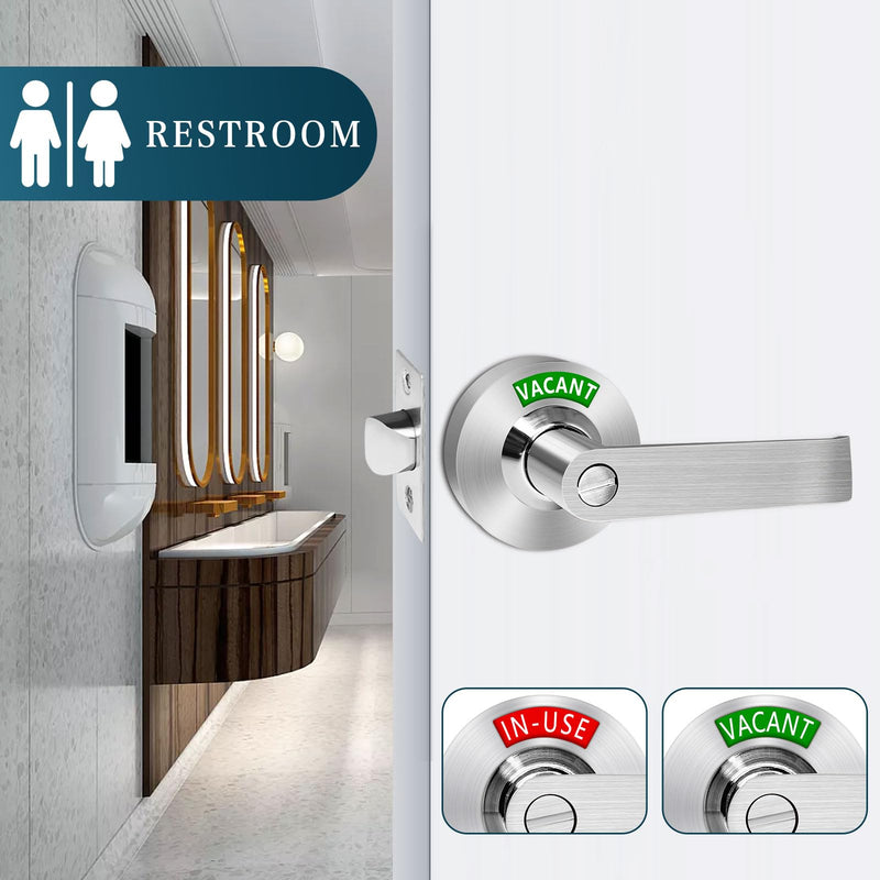 MissHoney Commercial Door Handle, Vacant Occupied Bathroom Lock Occupied Door Handle Bathroom Door Lock Privacy Indicator Lock Privacy Indicator Lock - in USE/Vacant Display (Satin Nickel) Satin Nickel