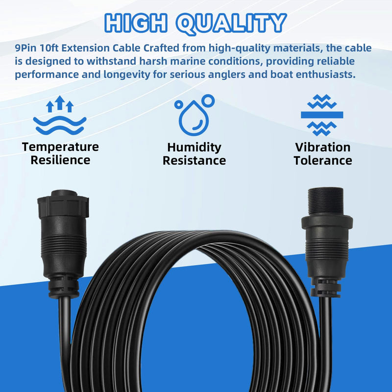 720106-1 Transducer Extension Cable 10Ft 14Pin Fit for Humminbird EC M3 14W10, Compatible with APEX, SOLIX and Onix Series Fish Finder and Built-in MEGA Imaging