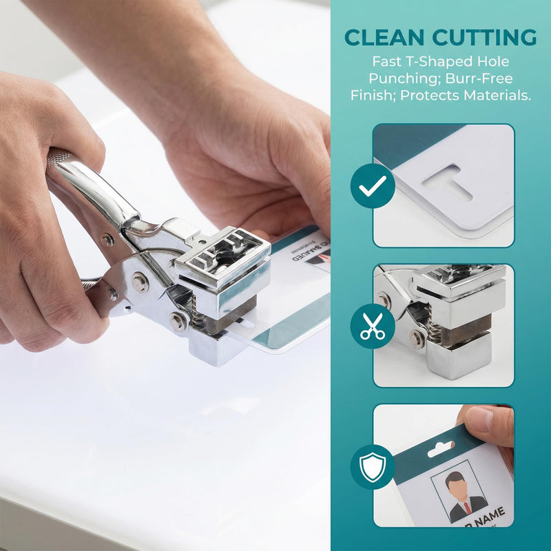 T-Slot Hole Punch Heavy Duty - Steel Handheld Hanger Hole Punch Tag Punches Airplane Hole Punches for Paper Crafts, Badge & ID Card, PVC Cardboard
