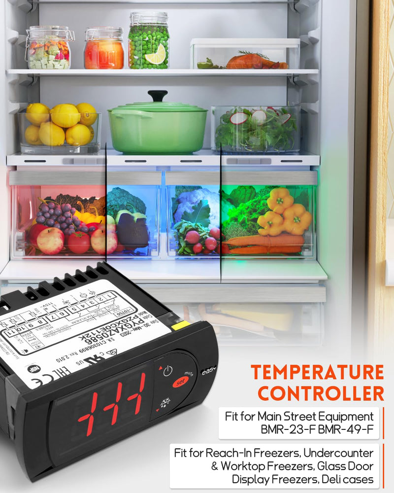 Digital Temperature Control Thermostat for PZGXC0E112K with Temperature Sensor Probes 115，Fit for Carel/ Main Street Equipment BMR-23-F BMR-49-F