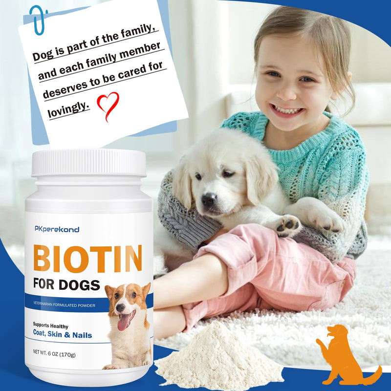 Biotin for Dogs, Supports Shiny Coat and Healthy Skin, Strengthens Dog Nails, Biotin Powder Supplement for Dog Shedding, Dry Skin Relief for Dogs, 6 oz - PawsPlanet Australia