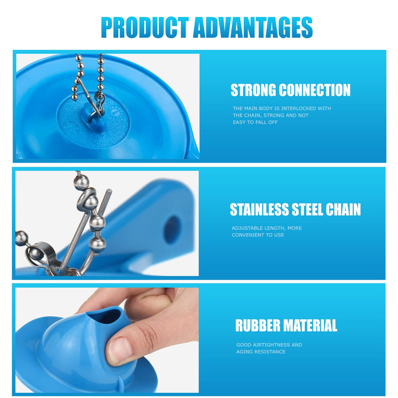 Gerber Toilet Flapper Replacement, 2 Pack 3 inch for Gerber 99-788 with 2 Toilet Handle Chains Ullnosoo Rubber Water Saving, Easy to Install Blue 2 Pack