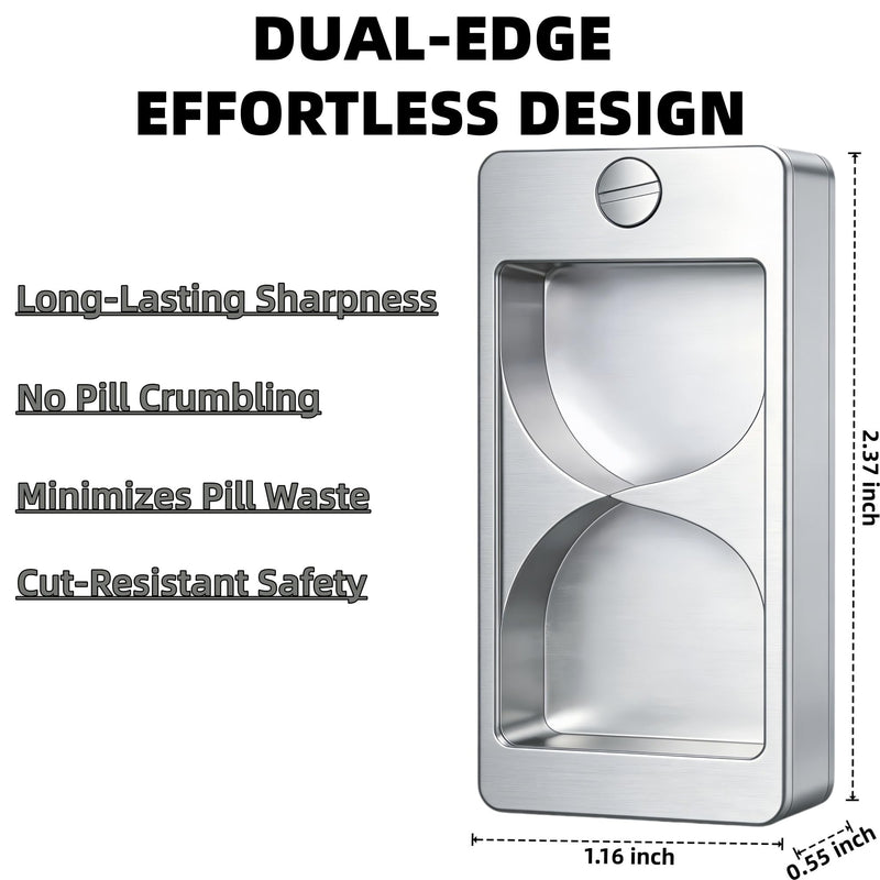 Professional Pill Cutter & Splitter - Precision Aluminum Tablet Slicer for Small, Large & Tiny Tablets | Cortador for Accurate Medicine & Vitamin Doses (Silver) Silver