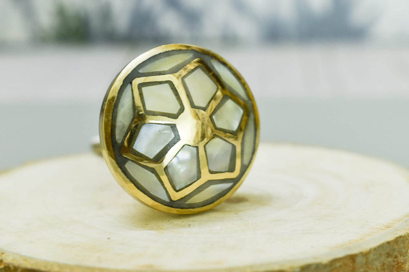 Mother of Pearl Dresser Pull Knob - Gold Contemporary Cabinet Hardware, Brass Knobs and Pulls, Kitchen Cupboard Glass Door Wardrobe and Drawers Pull (Desugn 4), Set-6 design 2