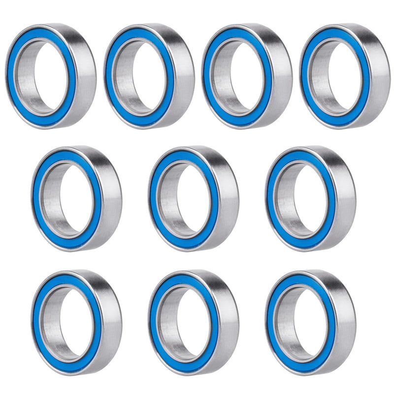RC Ball Bearings 10-Pack Bearing Steel and Double Rubber Sealed Miniature Deep Groove Ball Bearings (10x15x4mm) 10x15x4mm
