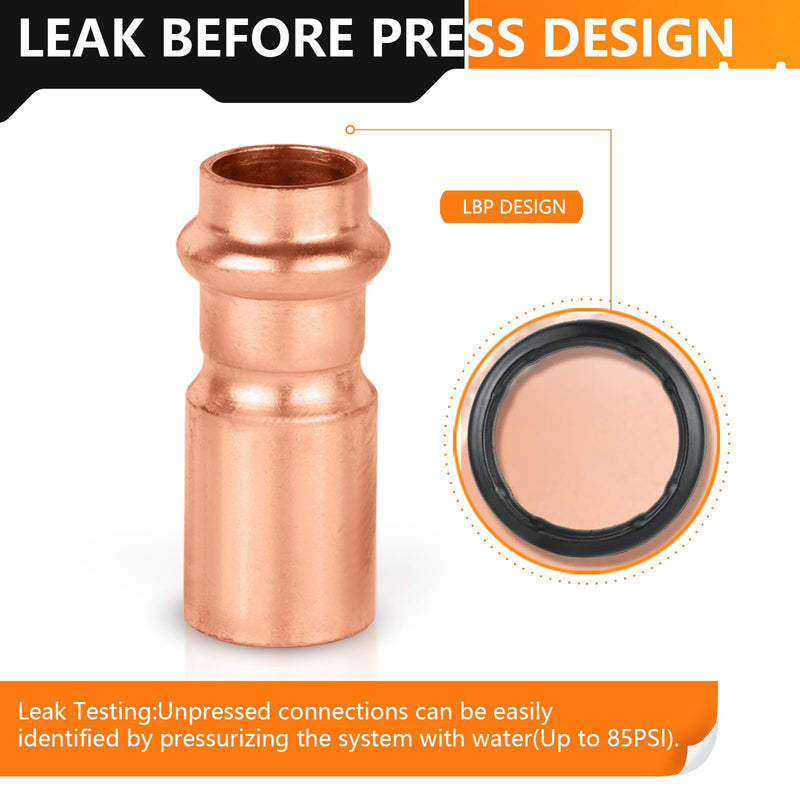 10PC HeSun 3/4" FTG x 1/2" Copper Press Bushing Reducer(PRESS031-10) 10 3/4" FTG x 1/2" Press