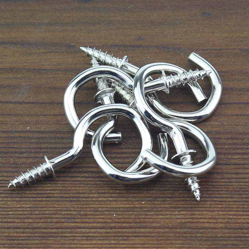 120 Pieces 7/8 inch Cup Screw Hooks, Screw-in Hooks, Ceiling Hooks, Self-Tapping Screws Hooks, Hanging Hooks, Screw Hooks, Silver