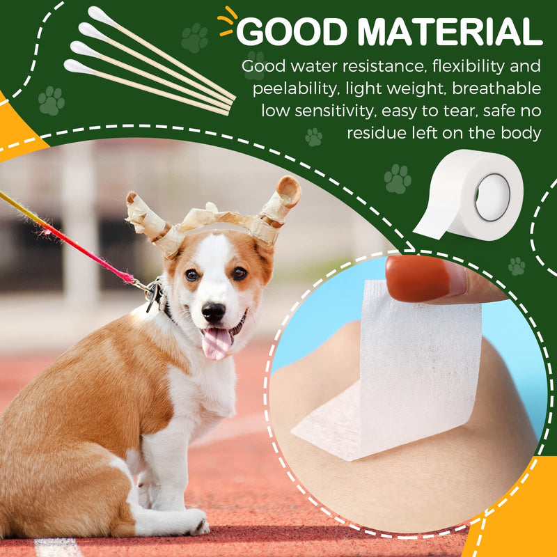 1 Inch x 30 Feet Ear Tape for Dogs and 4 Inch Bamboo Buds Non Woven Dog Ear Forms Cotton Dog Ear Swabs Self Adhesive Doberman Ear Support Bamboo Handle Ear Buds for Dogs Dog Ear Care Kit for Cat Dog - PawsPlanet Australia