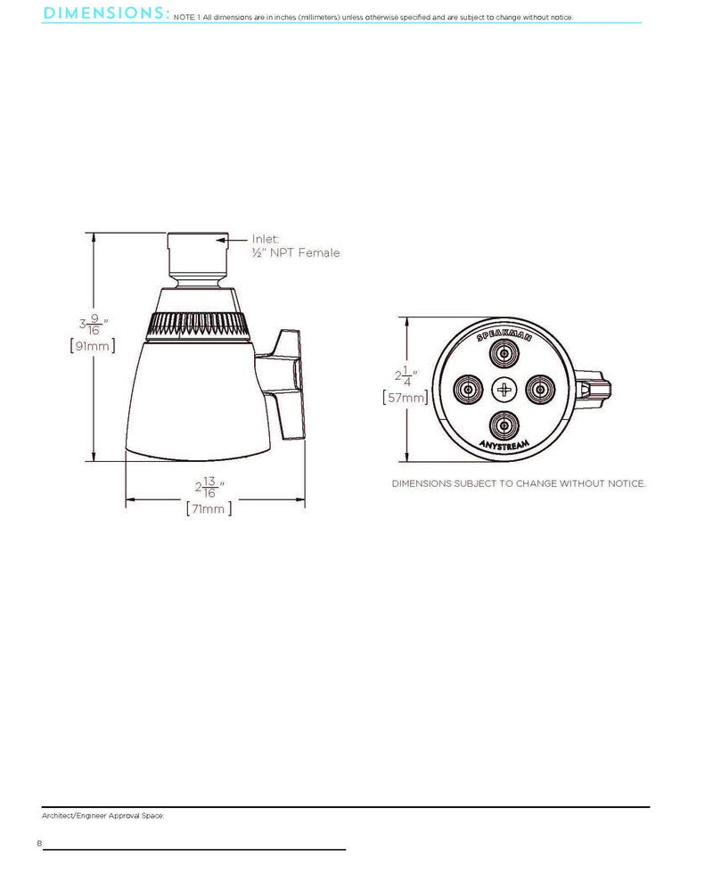 Speakman Z6000-YB-YC S-2253 Classic Anystream High Pressure Adjustable Shower Head, Polished Chrome, 2.5 GPM