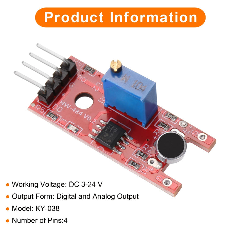 MECCANIXITY 4 Pcs Microphone Sound Sensor KY-038 Voice Detection Module Voice Sound Detection Sensor Module for Voice-Activated Switch