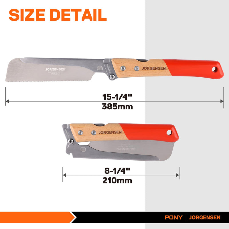 JORGENSEN Japanese Pull Saw, 6 Inch Folding Dovetail Saw with Beech Wood Long handle, SK5 Steel Blade Tool-less Quick Change, 21TPI Cross Cut Saw Woodworking Hand Saw for Hardwood, Softwood