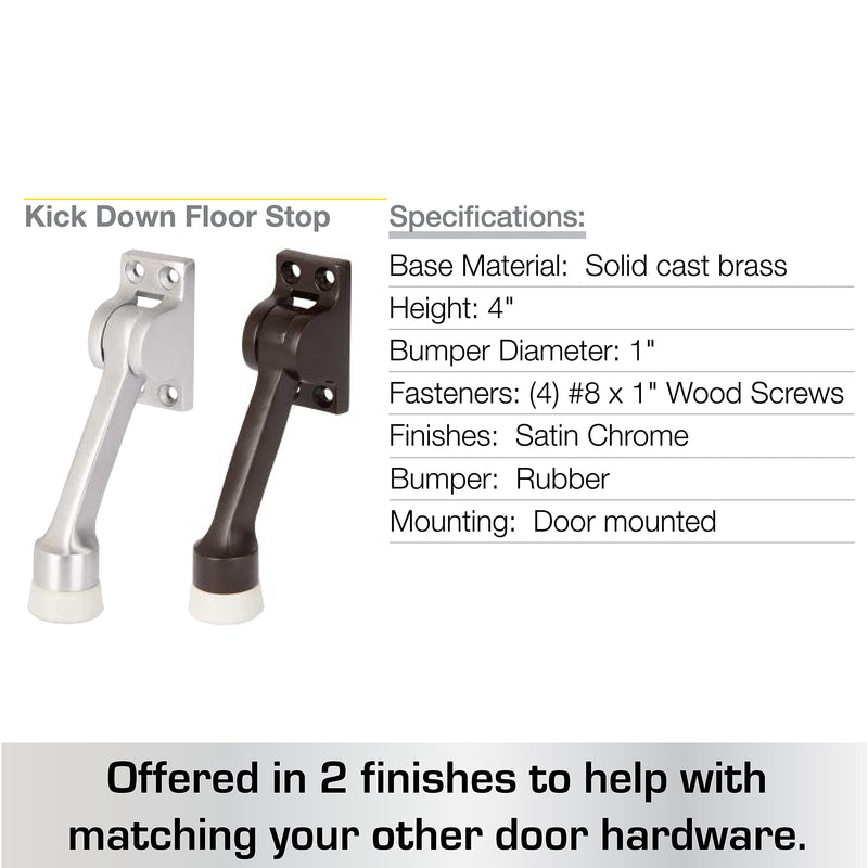 BRINKS Commercial - 4" Kick-Down Door Stop, Bronze Finish - Non-Obtrusive Option to Protect Your Door and Walls 1
