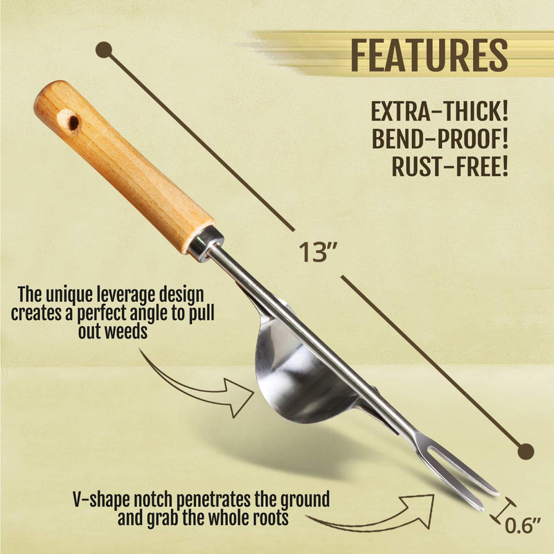 Betus Manual Hand Weeder - Bend-Proof Leverage Base for Super Easy Weed Removal & Deeper Digging - Sturdy Chrome Plated Steel - Compact Garden Weed Puller Tool for Yard Lawn and Farm - NewNest Australia