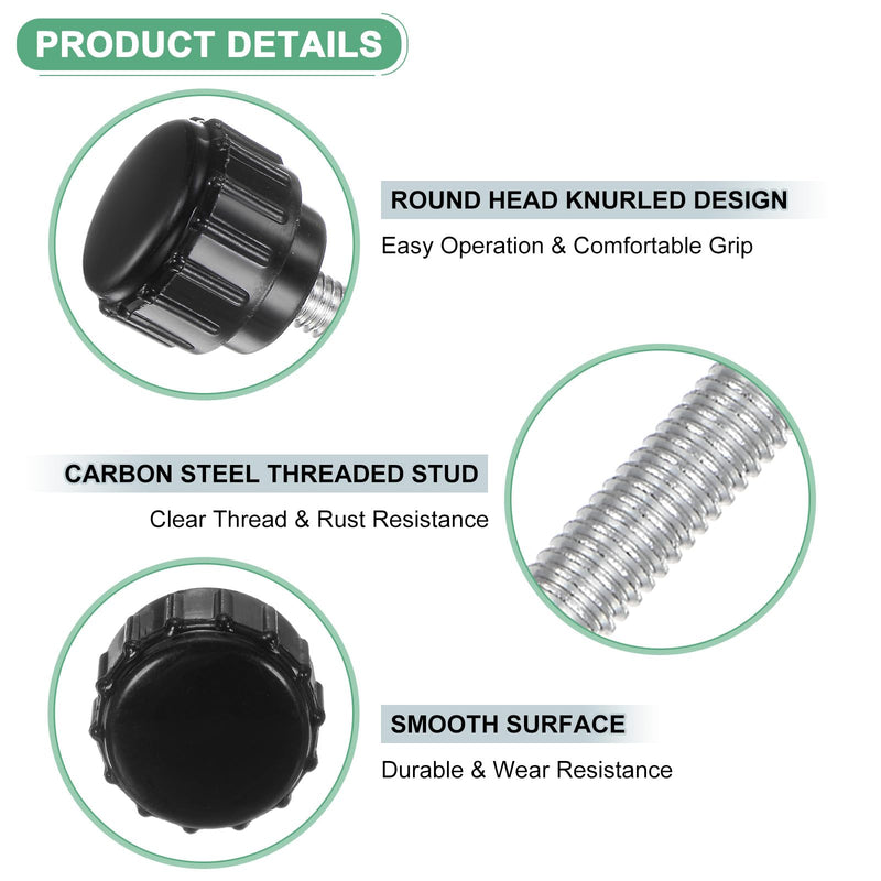 20-Pack Knurled Clamping Knobs, M4x20mm Male Thread Knurled Thumbscrew, Carbon Steel Screw on Knobs Grips for Machinery/Electronic/Furniture, Mounting Handle Bolts [Black]