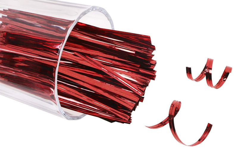 Mini Skater 800pcs 4" Metallic Twist Ties - 7 Colors(Red) Red