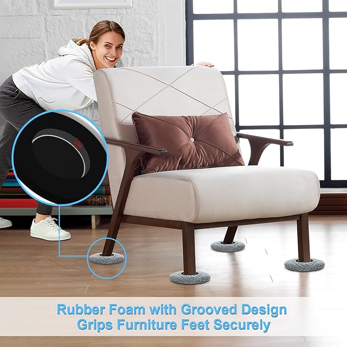 Furniture Lifter Sliders Mover Kit for Carpeted & Hard Floor Surfaces,Move Heavy Furniture Quickly & Easily,3-in-1 Moving System(1 Lifter Tool & 8 Sliders) 1+8 Beige round+4 socks - NewNest Australia