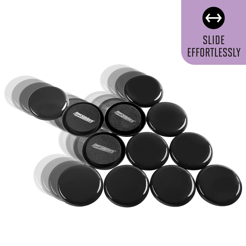 Super Sliders 2 1/2" Round Reusable Furniture Sliders for Carpet - Effortless Moving and Surface Protection, Black (8 Pack) 8 Pack - NewNest Australia