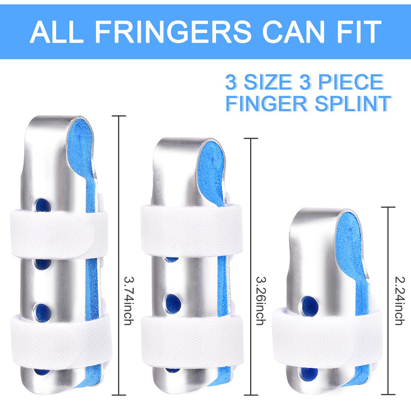 Sopito Finger Splint, 3PCS Finger Support Brace Finger Stabilizer for Broken Fingers Straightening Arthritis Knuckle Immobilization,Blue