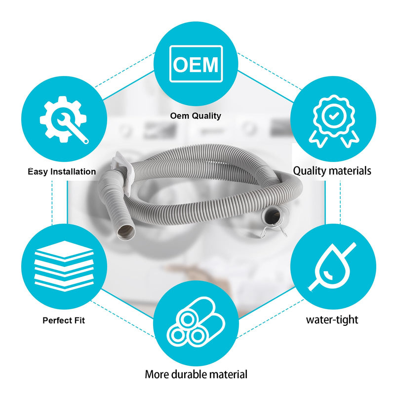 NEW AEM73732901 Washer Drain Hose Assembly Length 63 in Compatible with LG Kenmore Washer Replacement AEM74053001 MEJ62685201 2702257 PS8749199 AP5783629 EAP8749199