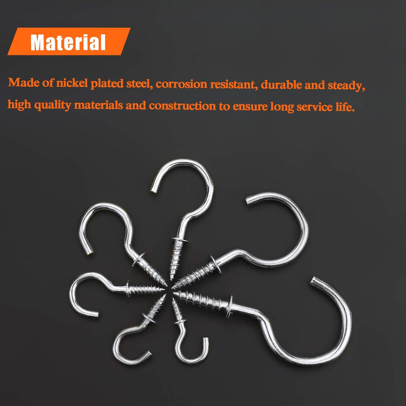 120 Pieces 7/8 inch Cup Screw Hooks, Screw-in Hooks, Ceiling Hooks, Self-Tapping Screws Hooks, Hanging Hooks, Screw Hooks, Silver