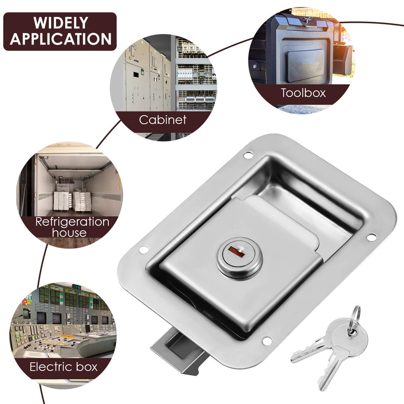 WINOMO RV Trailer Door Lock Stainless Steel Locking Paddle Latch Heavy Duty Flush Mount with Key for Toolbox, RV, Camper, Electrical Cabinet, Trailer and Truck Doors