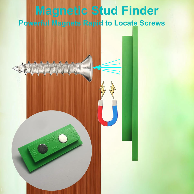 Stud and Trim,4-in-1 Trim Reveal Tool - 1/8", 3/16", 1/4", 3/8" trim reveal gauge for Accurate Jamb Marking,Magnetic Stud Finder for Locate Screws,(Green)