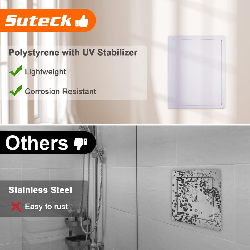 Suteck Plumbing Access Panel for Drywall Ceiling 12 x 16 Inch Reinforced Plastic Wall Access Doors Removable Hinged White 12x16 inch