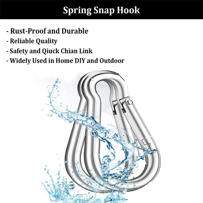 50Pcs 2” Safety Spring Snap Hook, Yision M5 3/16”Carabiner Quick Link Snap Hooks for Camping Hiking, 176LBS Holding Capacity Heavy Duty Steel Carabiner Clip Buckle for Swing Hammock Gym Outdoor 2 Inch (M5)
