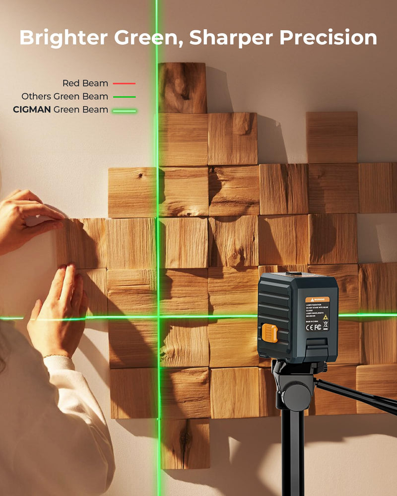 Laser Level, CIGMAN Self-Leveling - 100 feet, Compact 6.4 oz, Perfect for Pictures Hanging, Floor Tile, Ideal for DIY Projects and Home Renovation, L-Magnetic Bracket, Battery Included Cross Line Laser Level