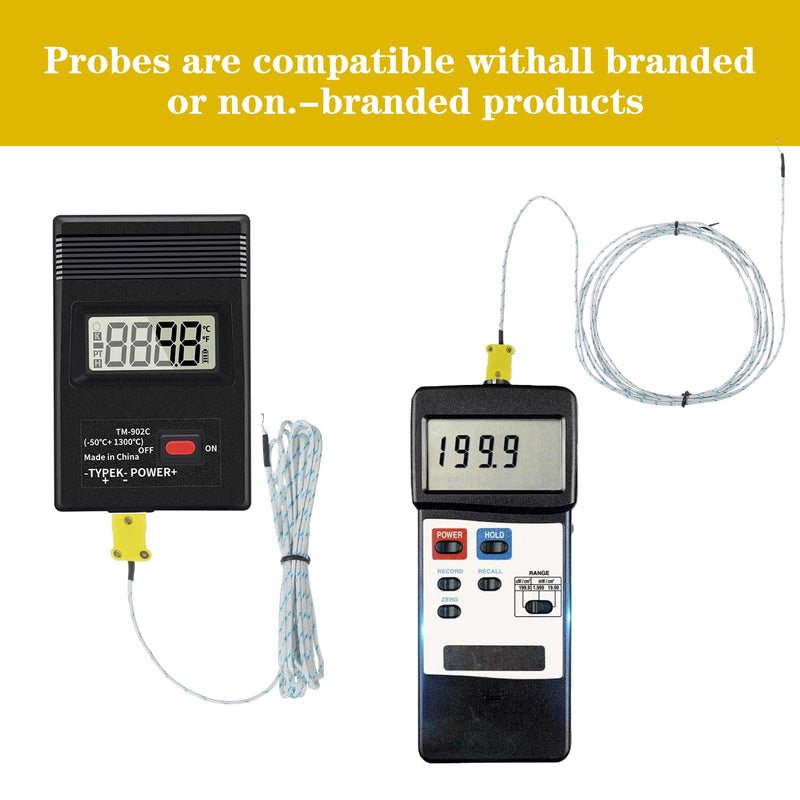 12 Pcs 3 Meters K Type Thermocouple Wire Temperature Probe Sensor Measure Range -50 to 400 Celsius, Compatible with TM902C/ TES1310 | Measure Range -50 to 400 Celsius, Compatible with TM902C/ TES1310