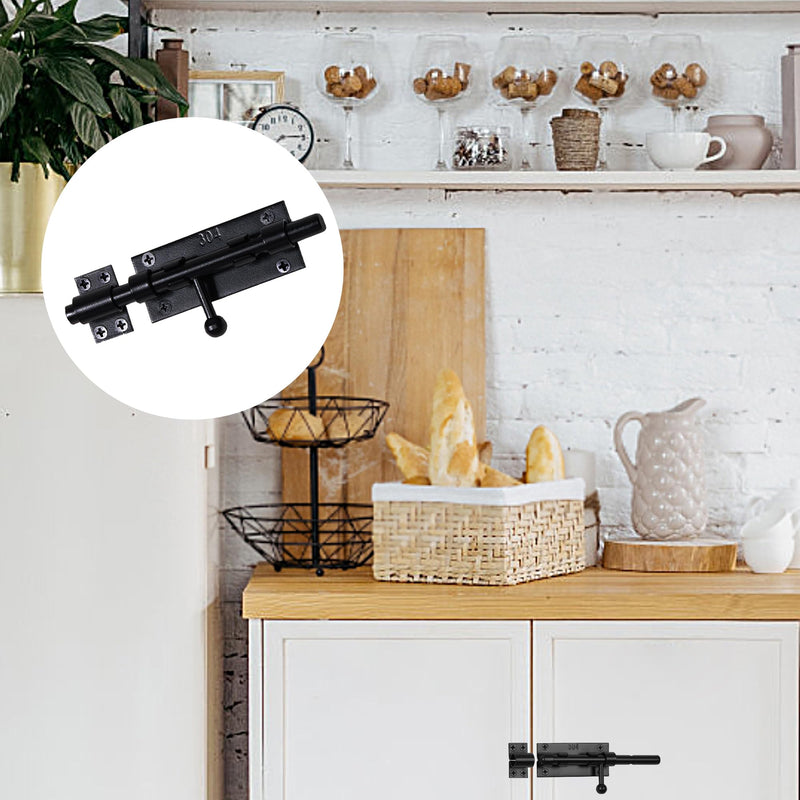 Barrel Bolt Latch Slide Bolt Latch Hardware 6.3 Inch Black Heavy Duty Gate Lock Solid 304 Stainless Steel Slide Lock for Outdoor Fence Wooden Gates Barn Door Cabinet Drawer Window(2 Pack) Black 2 Pack