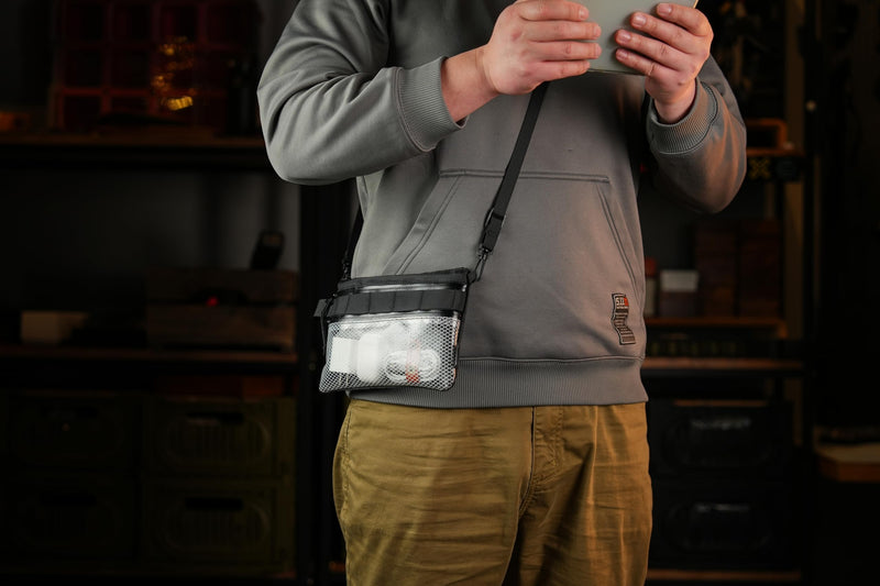 TACTICAL_GEEK EDC Modular Carry Pouch, Waterproof Nylon Organization, Multifunctional Utility Carry Pouch, Semi-Transparent Mesh Pouch for Storing Tools, Daily Necessities White Storage A16