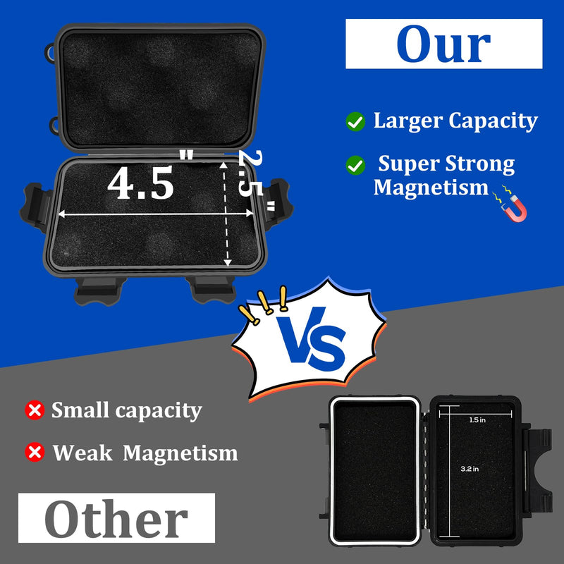 Magnetic Key Box, Magnetic Key Holder Under Car, Hide a Key Magnetic Car Waterproof Key Holder Hider Key Case for Outside Travel, Hide a Key Box for Cars, SUV, Truck - Black, 1 Pack