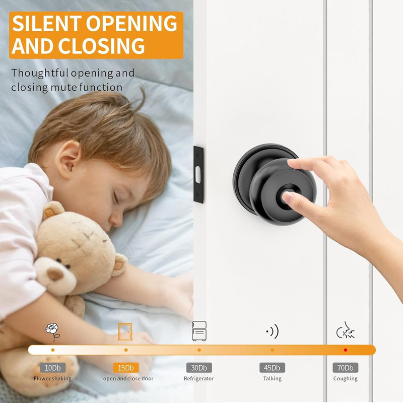 Amerdeco 3 Pack Matte Black Keyed Entry Door Knob with Lock, Interior and Exterior Door Lock, Round Ball Knob Keyed Entry Lock