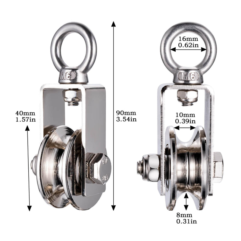 40mm Cable Pulley Wheel, Bearing Inside, Rope Pulley for Pulley System, Gym Equipment, Clothesline and DIY Projects 1Pack 1 swivel pulley