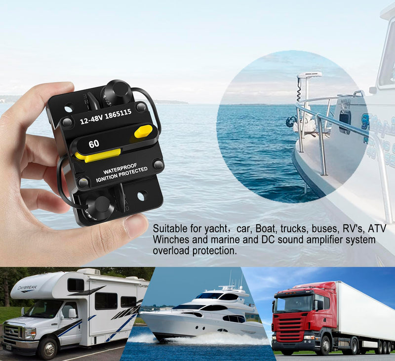 1865115 MKR-27 Circuit Breaker 60 Amp for All Minn Kota 12V/24V/36V/48V Electric Trolling Motors,Waterproof,Designed specifically for marine environments