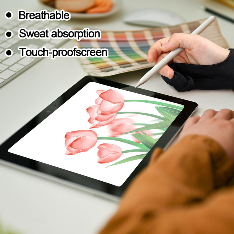 Silipull 12 Pcs Drawing Glove Artist Glove for Drawing Tablet Two Fingers