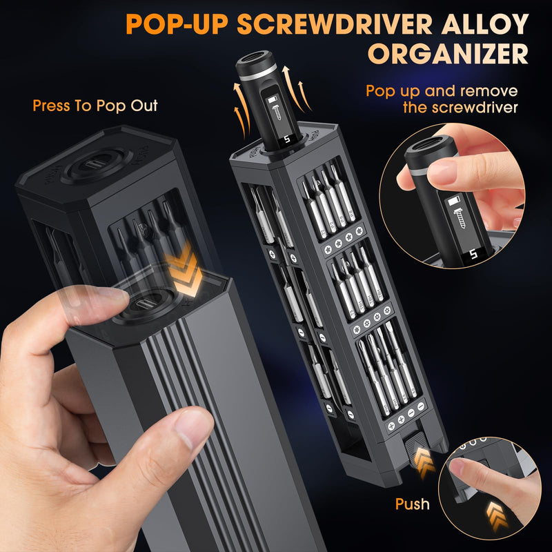 Mini Electric Screwdriver,Cordless Precision Small Screwdriver Set 50 Black