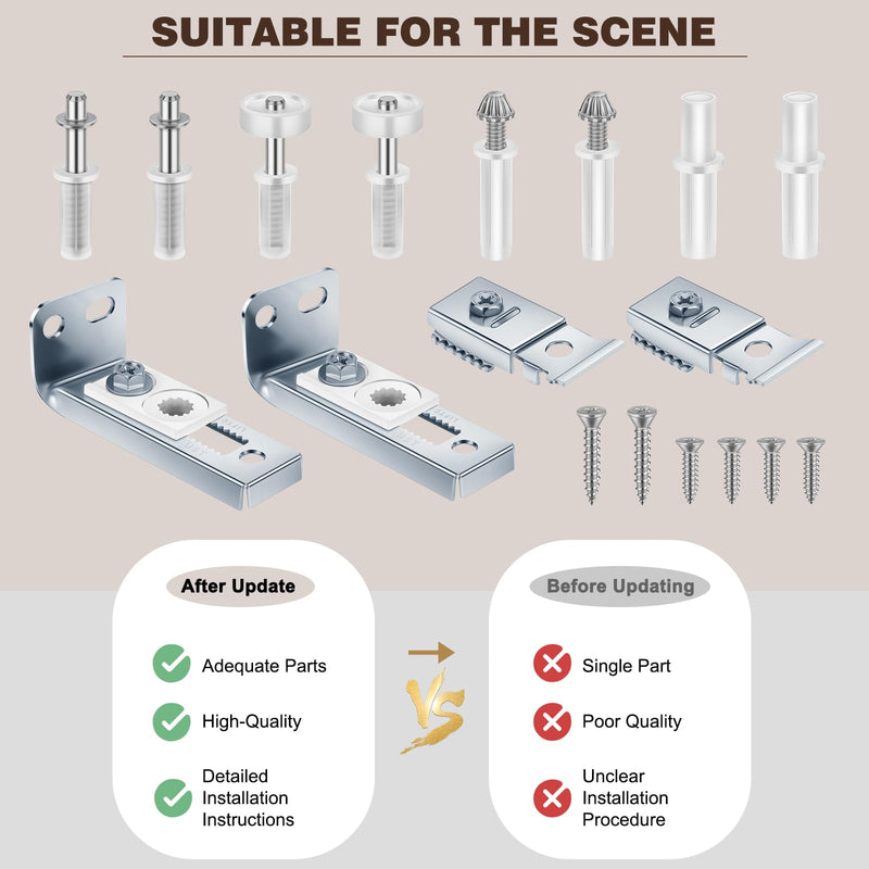 6 Pack Bifold Door Hardware, Folding Closet Doors Repair Kit, Bi Fold Closets Kits with Top and Bottom Bracket, Guide Wheel & Pivot, Fits 7/8" to 1" Track 6 Pack Sliver
