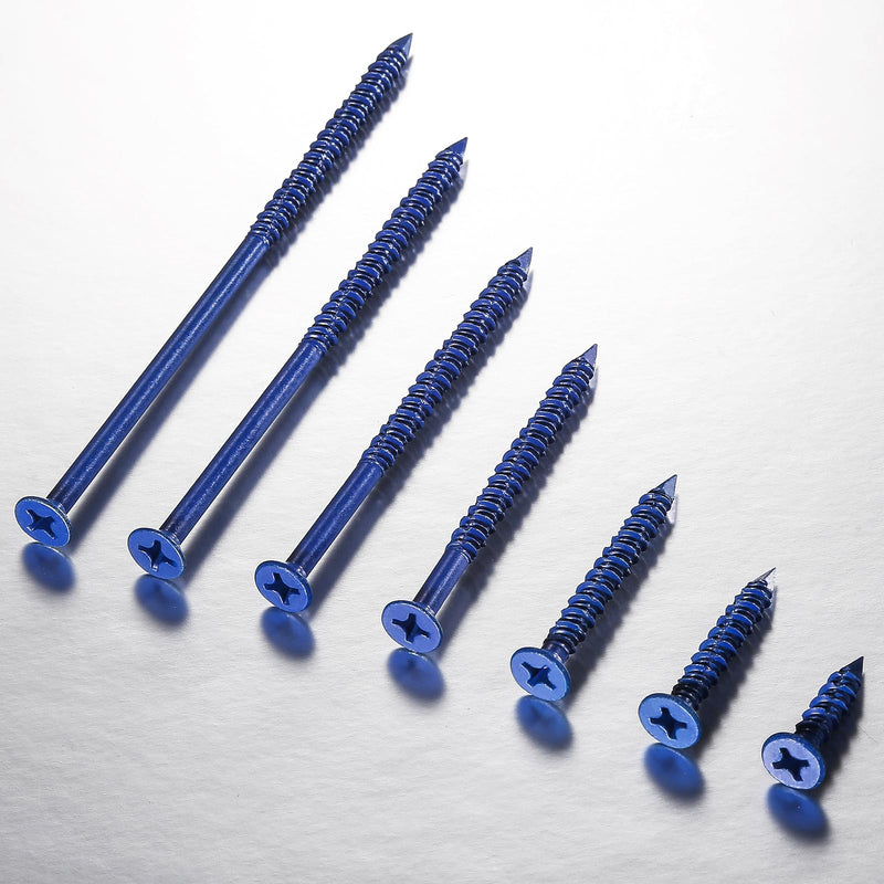 WenSilon(30 PCS) 1/4"x1-3/4 Concrete Screw Anchor Blue Flat Head for Anchoring to Masonry, Block or Brick Stucco 1/4"x1-3/4" 30