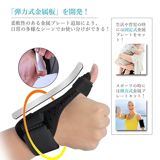 Wrist Thumb Supporter, Thumb Base Supporter, Mesh Material, Breathable, Fixed Metal Plate + Elastic Metal Plate, One Size Fits Most, 1 Piece, For Left and Right Use - NewNest Australia